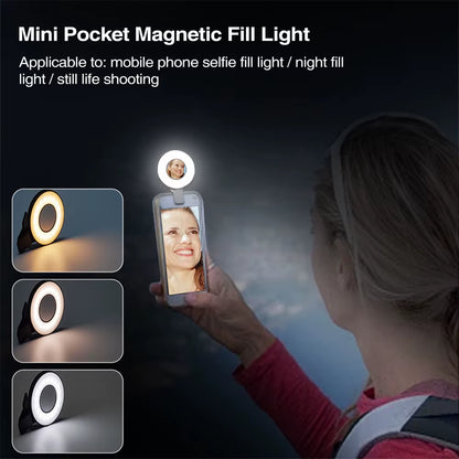 Magnetic Clip-On Smartphone Selfie Light Led Ring Fill Light for Magsafe Iphone 12 13 14 Series Android Phone Light Rechargeable