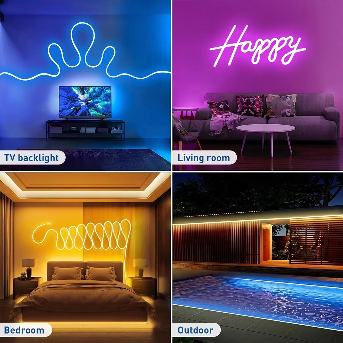 5V RGB Neon Strip Light 1M 2M 3M 5M USB Waterproof Flexible Ribbon Tape Neon Lights with Bluetooth Remote Control for Home Decor