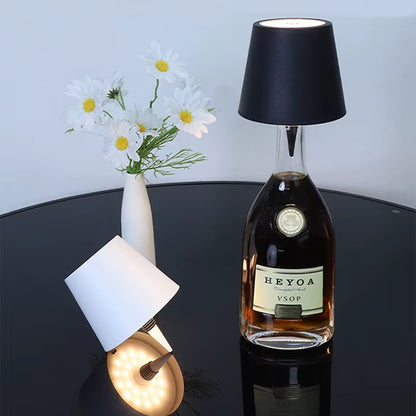 LED Rechargeable Wine Bottle Lamp Touch Control of 3 Colors and Stepless Dimming Table Lamp Night Light